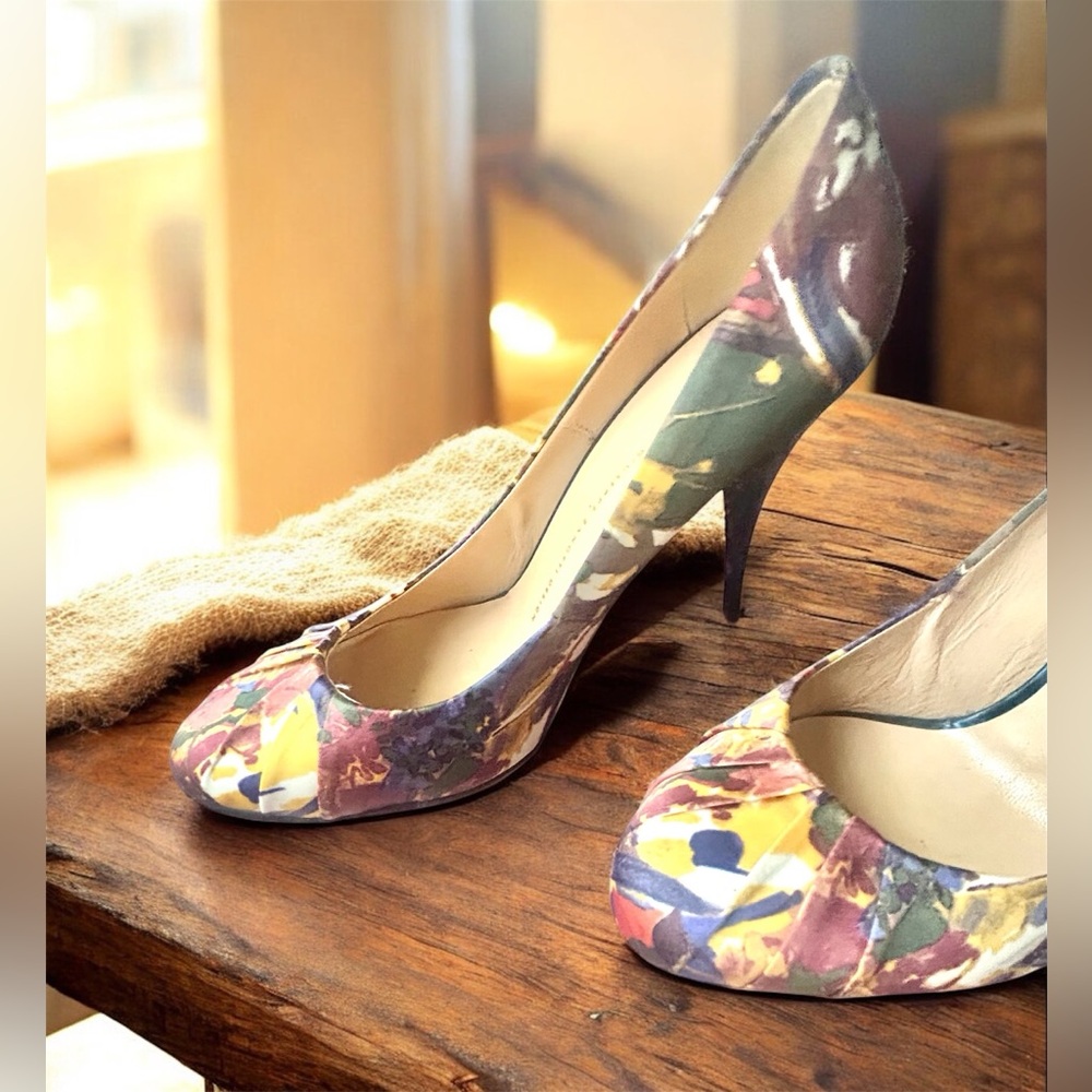 Giuseppe Zanotti Floral Multicolor Satin Heels 9.5 - Picture 3 of 16